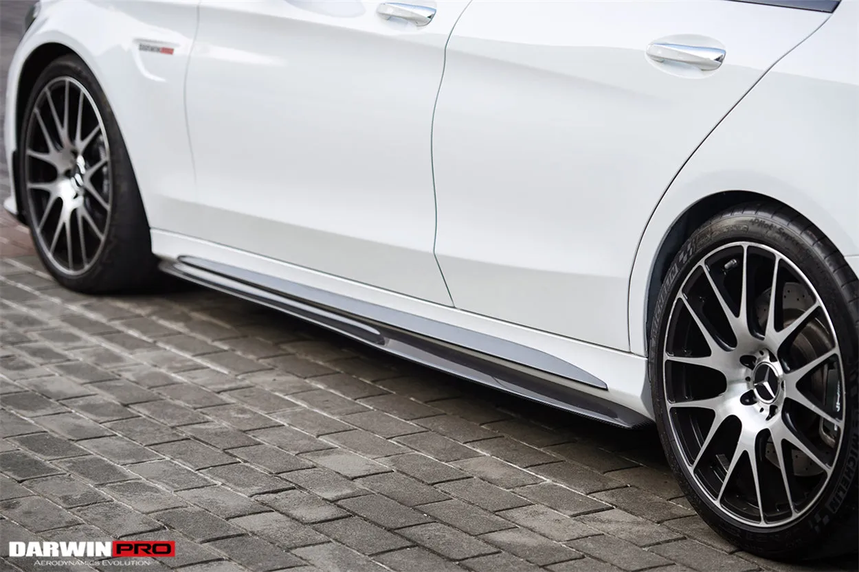 2015-2021 Mercedes Benz W205 C63/S AMG Sedan Carbon Fiber Side Skirts Extension