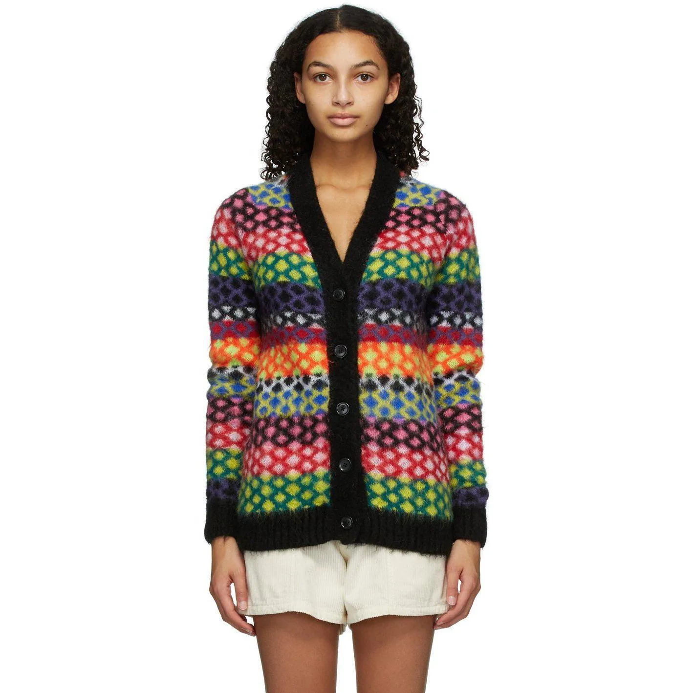 AGR Multicolor Mohair Diamond Cardigan