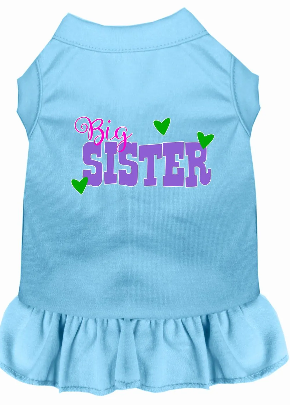 Big Sister Screen Print Dog Dress Baby Blue Xl