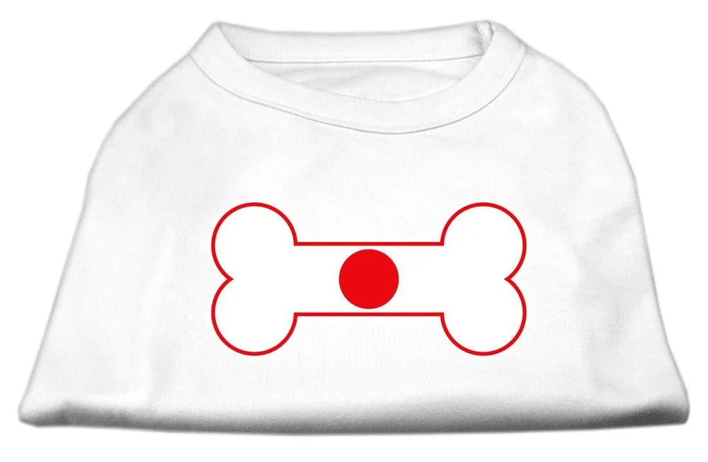 Bone Shaped Japan Flag Screen Print Shirts White S (10)