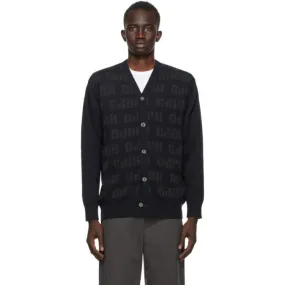 Comme des Garcons Homme Navy Wool Logo Cardigan