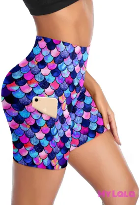 Curvy Pocketed Gym Shorts (Stary Mermaid)