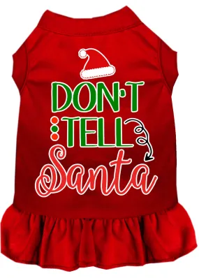 Don't Tell Santa Screen Print Dog Dress Red 4x