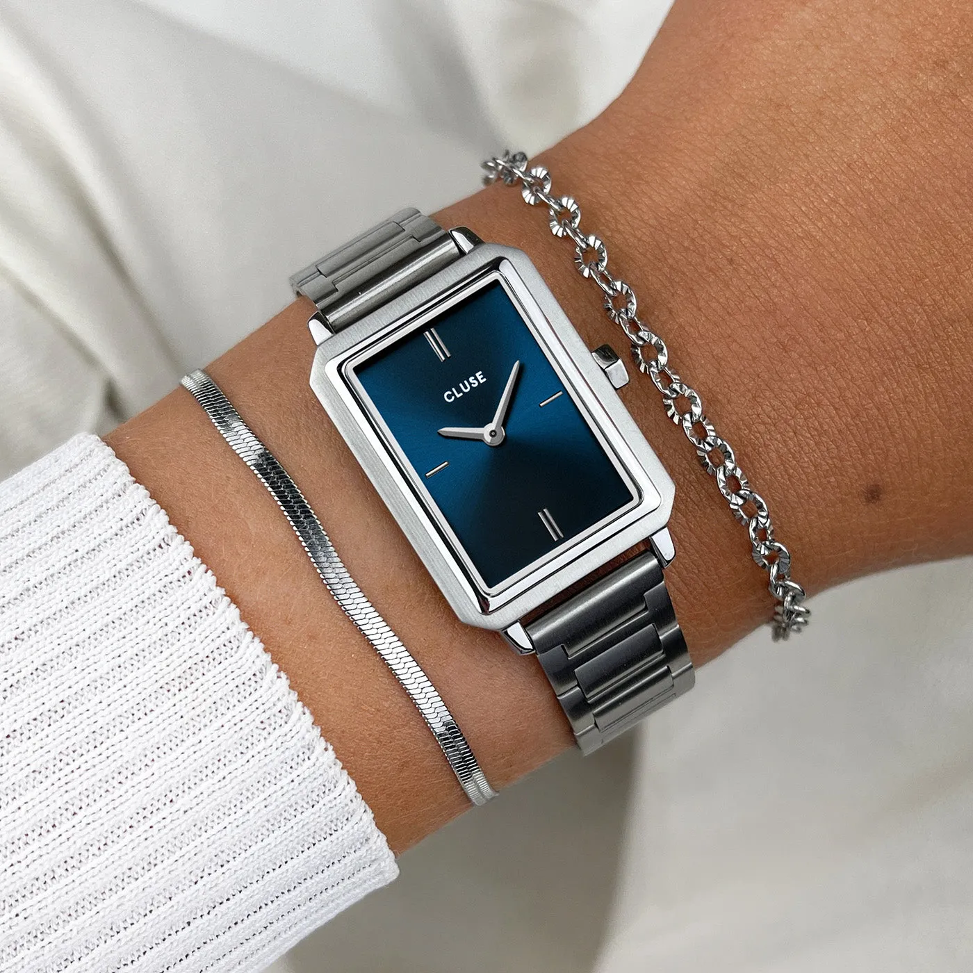 Fluette Steel, Dark Blue, Silver Colour