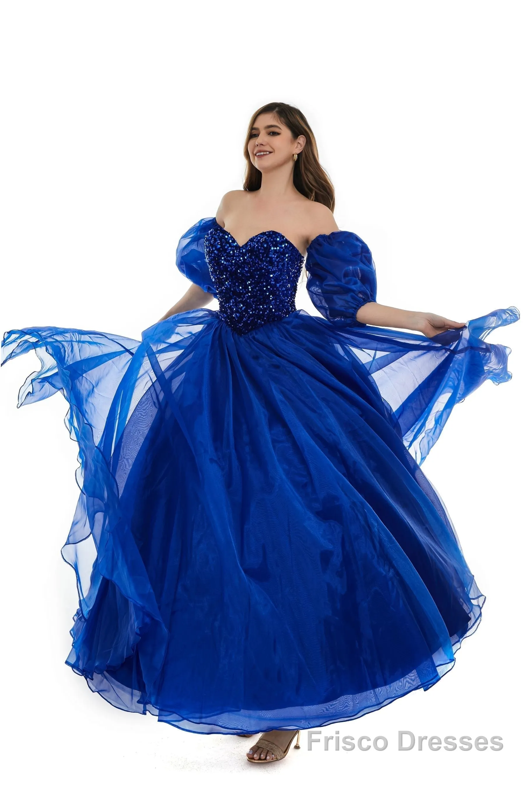 Grey Tulle Sequins Sweetheart Prom Dresses Spaghetti Straps Evening Quinceanera Dresses