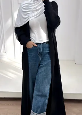 Knit Cardigan with Pockets- Black