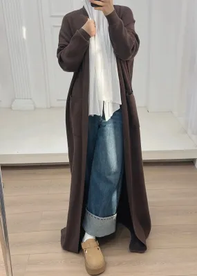 Knit Cardigan with Pockets- Coffee