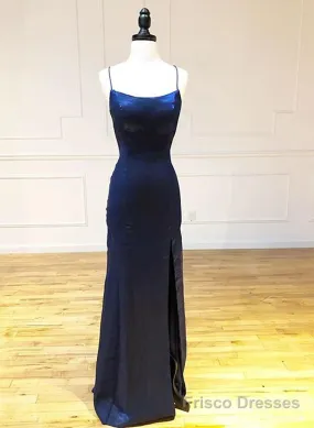 Navy Blue Cross Back Long Prom Dresses Navy Blue Formal Graduation Evening Dresses prom dresses shops