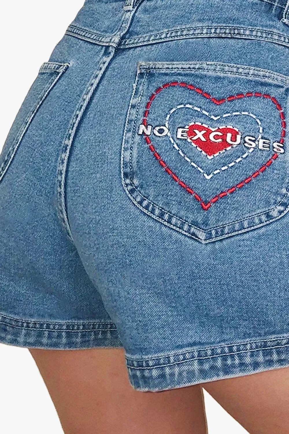 No Excuses Heart Denim Shorts