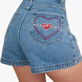 No Excuses Heart Denim Shorts