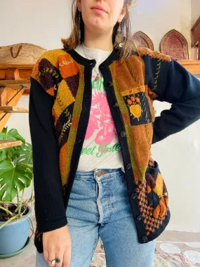 VINTAGE 90’s Tapestry Patchwork Long Sleeve Cardigan - M